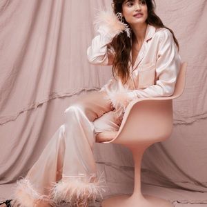 Pink Nastygal silk pajama set